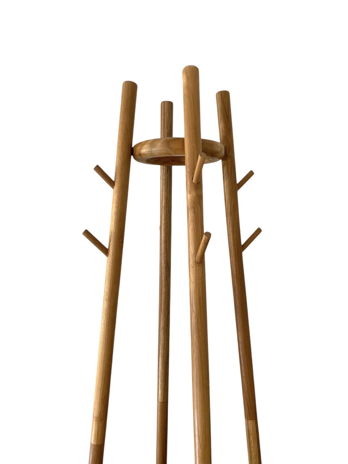 Colgador de Pie con Canasto de Madera Teca Elegante