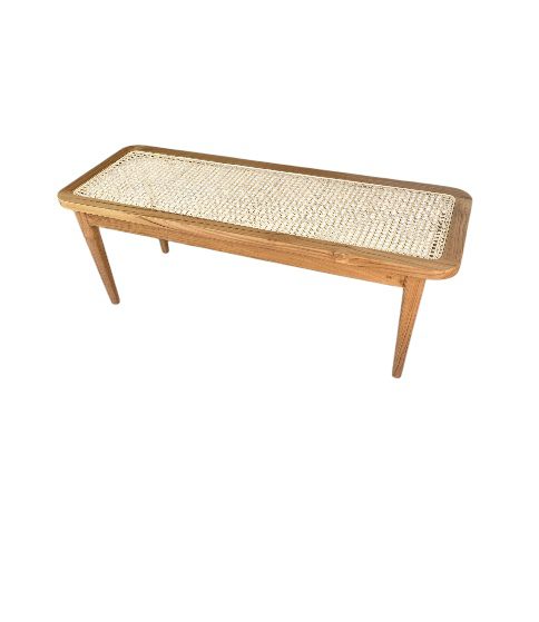 Banqueta Rita de Madera Teca con Asiento de Enjuncado Natural