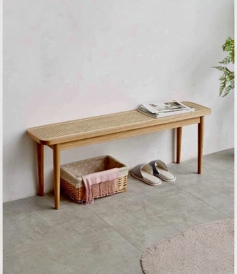 Banqueta Rita de Madera Teca con Asiento de Enjuncado Natural