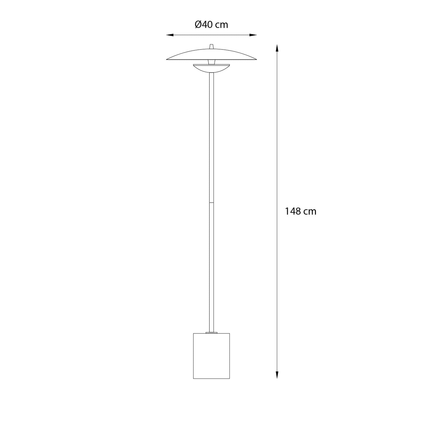 Lámpara de pie Led Studio Sun 20W Luz Cálida Dorado Negro