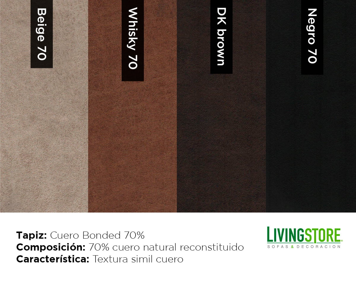 Sofá 2 Cuerpos Nápoles Cuero Bonded 70% Whisky