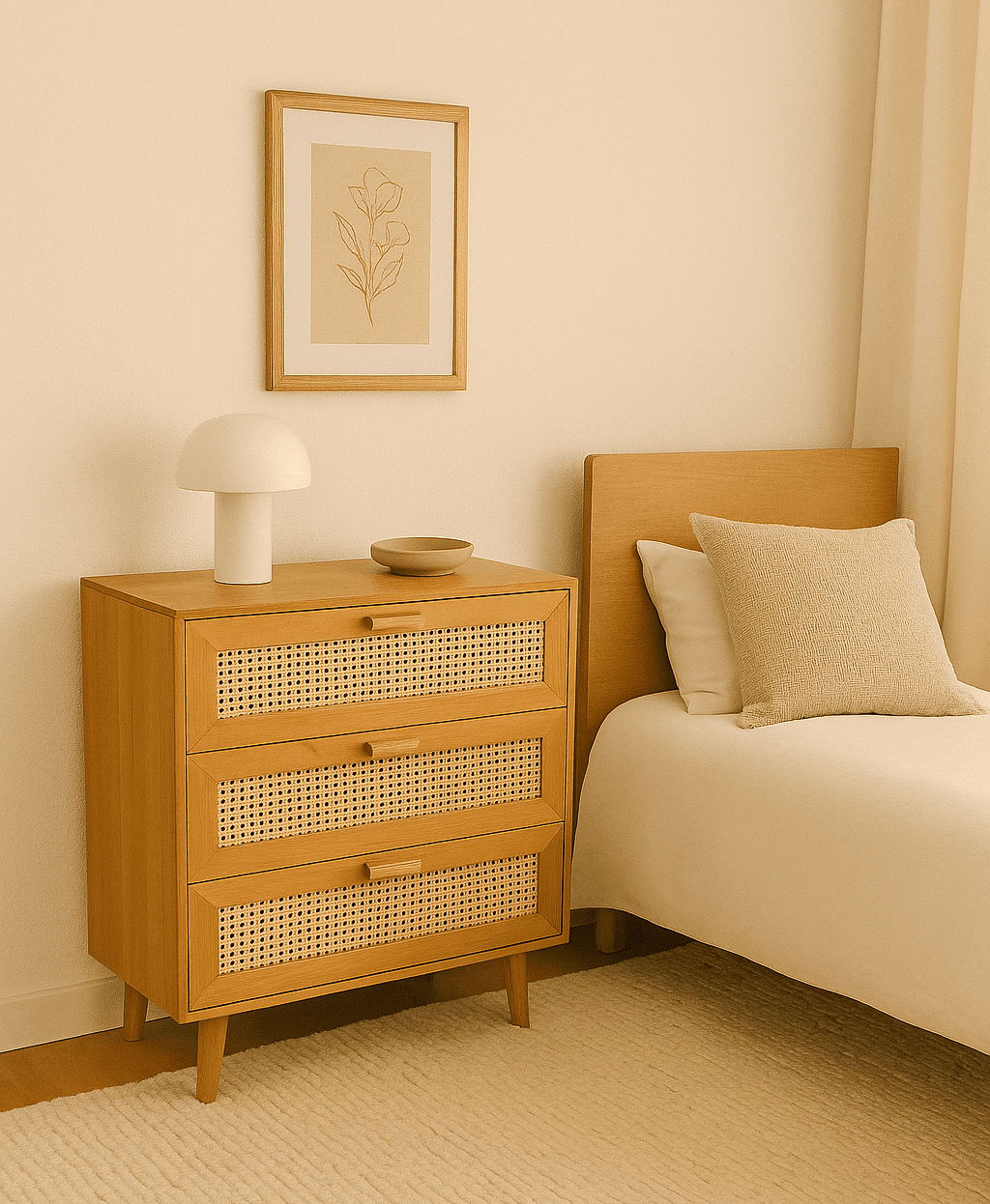 Cómoda Aurora de Madera Natural con Amplio Almacenamiento