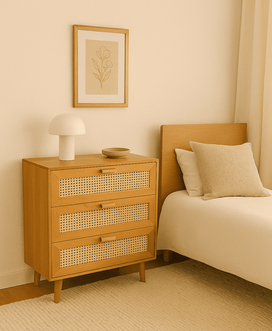 Cómoda Aurora de Madera Natural con Amplio Almacenamiento