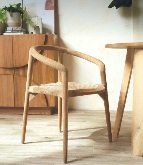 Silla de Madera Teca Josefa con Enjuncado Natural Diseño Elegante