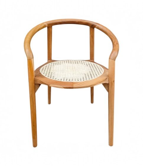 Silla de Madera Teca Josefa con Enjuncado Natural Diseño Elegante