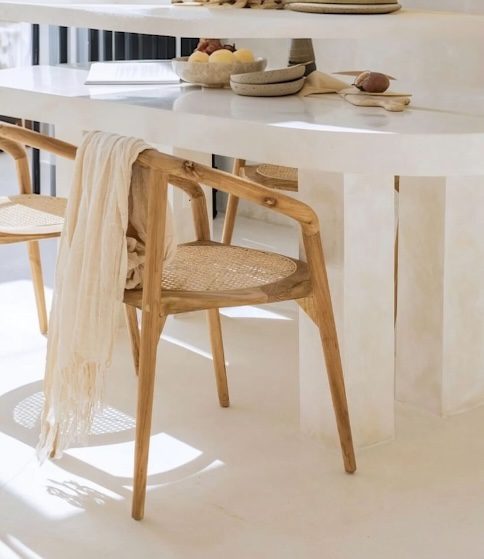 Silla de Madera Teca Josefa con Enjuncado Natural Diseño Elegante