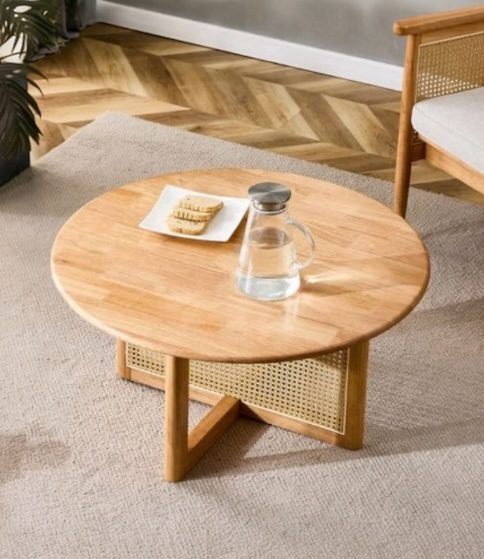 Mesa de Centro Clara en Madera Teca, Diseño Cálido Versátil