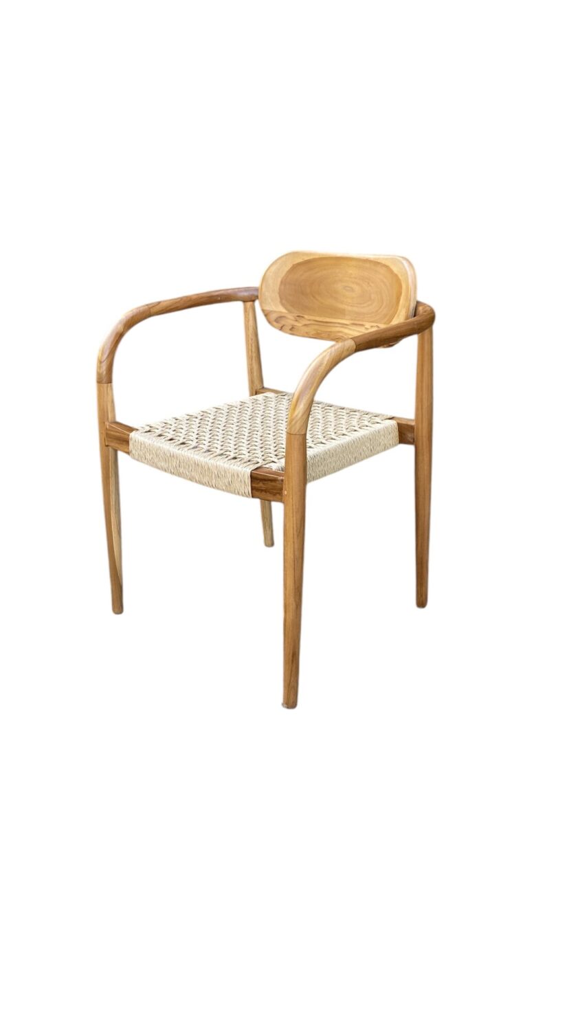 Silla Irene Beige de Madera Teca con Asiento de Ratán