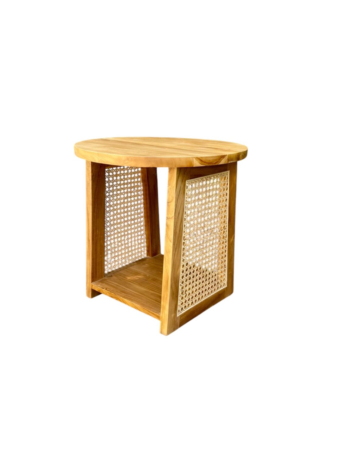 Mesa Lateral Mara de Madera Teca con Enjuncado Natural