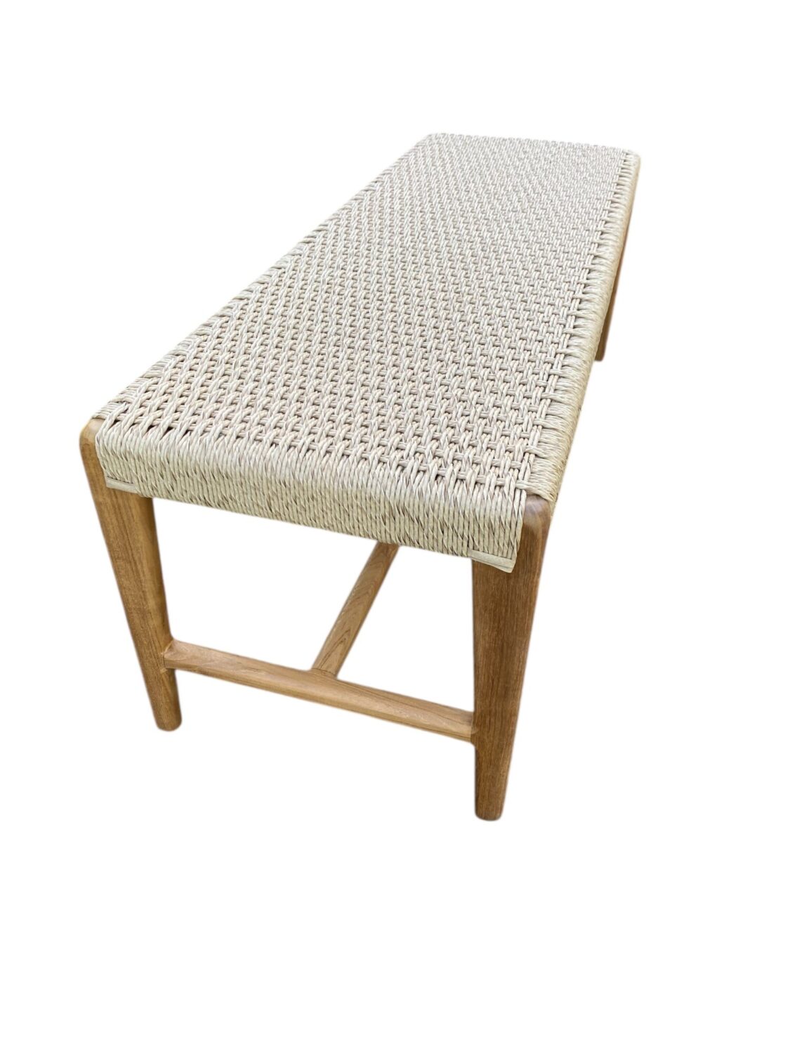 Banqueta Olivia de Teca con Asiento de Cuerda Rústico