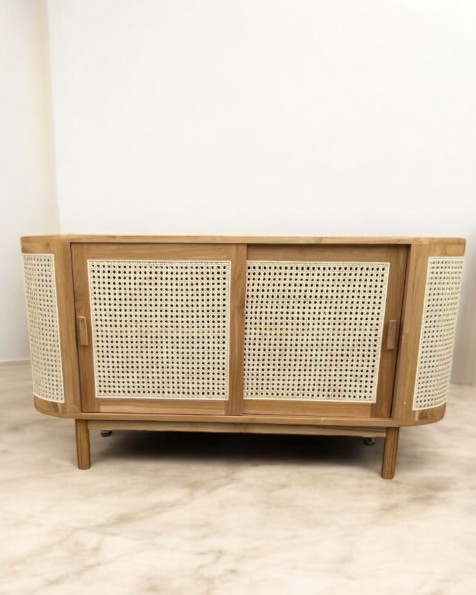 Buffet Rattan de Madera de Teca Natural con Enjuncado