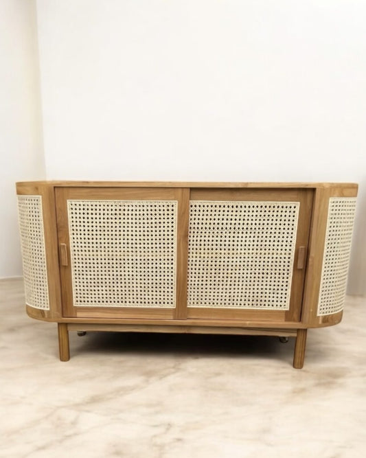 Buffet Rattan de Madera de Teca Natural con Enjuncado