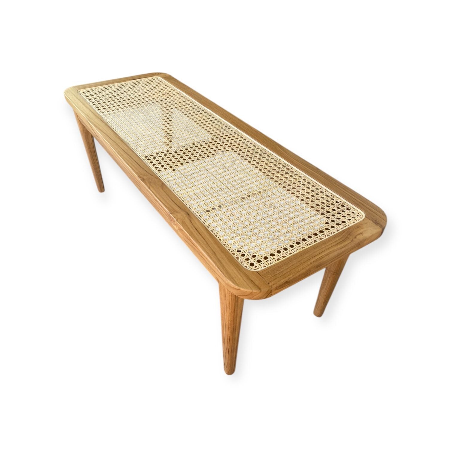 Banqueta Rita de Madera Teca con Asiento de Enjuncado Natural
