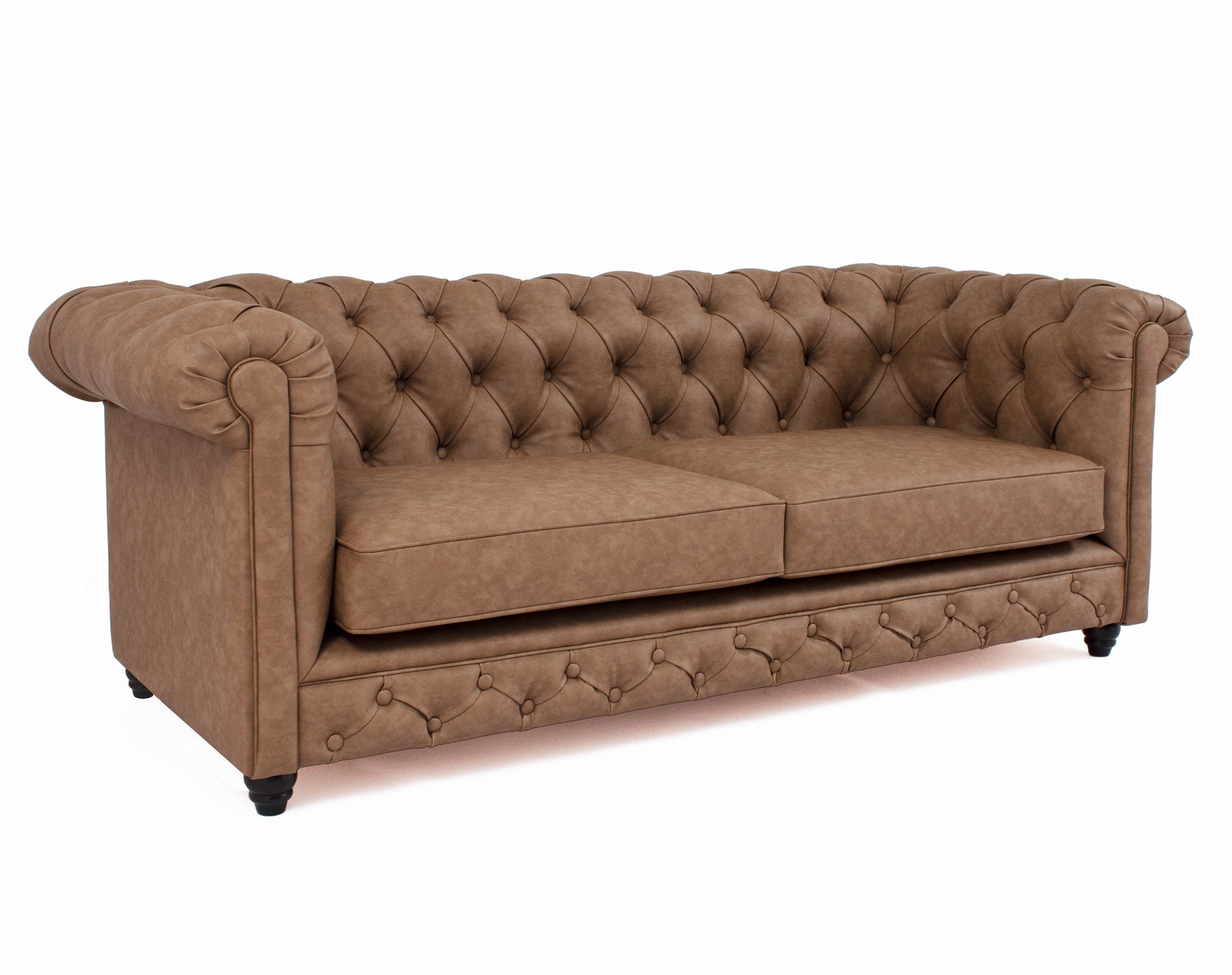 Sofá Chesterfield 3 Cuerpos Cuero Sintético
