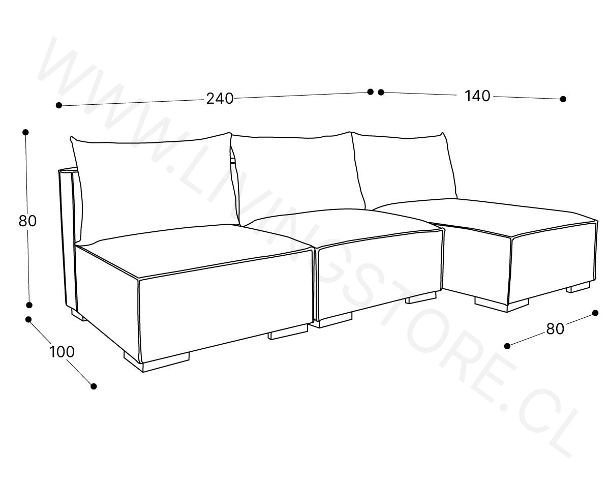 Sofá 3 Cuerpos Modular Dresde Bock